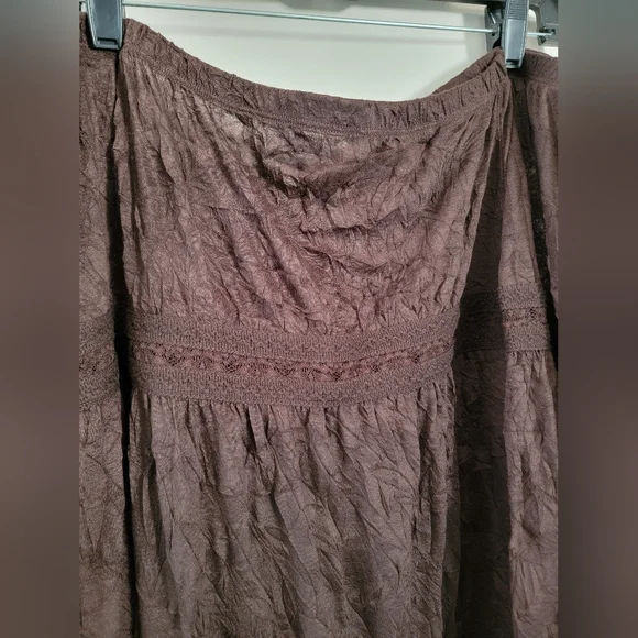 NWT Avenue Brown Tiered Maxi Skirt - Picture 2 of 8